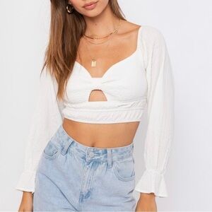 Le Lis White Long Sleeve Crop Top